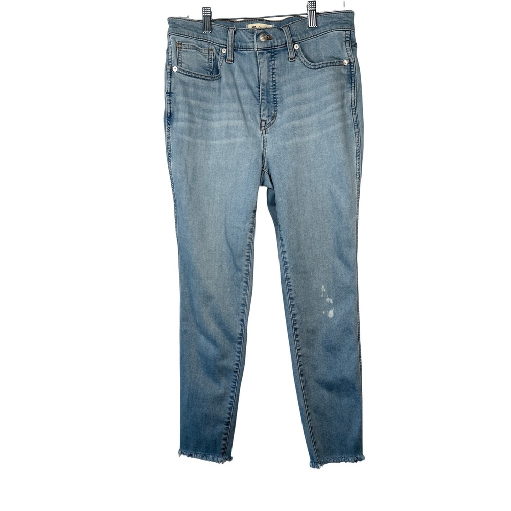 Madewell 10‎ High Rise Skinny Crop Jeans Distressed Frayed Hem Size 29
